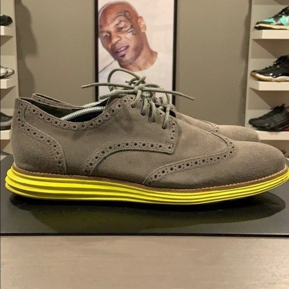 Cole Haan LunarGrand Oxford Wingtip - Gray/Yellow - Picture 1 of 4